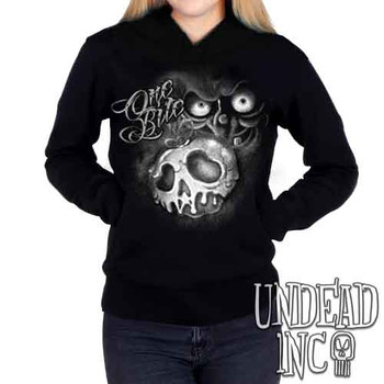 Villains One Bite Poison Apple Black & Grey  - Ladies / Juniors Fleece Hoodie