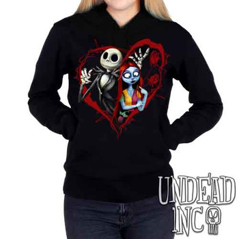 Jack & Sally Heart - Ladies / Juniors Fleece Hoodie