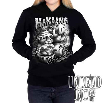 Lion King Cupcake Black & Grey - Ladies / Juniors Fleece Hoodie