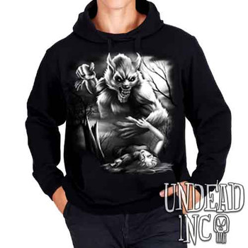 Werewolf Moonlight Murder Black & Grey - Mens / Unisex Fleece Hoodie