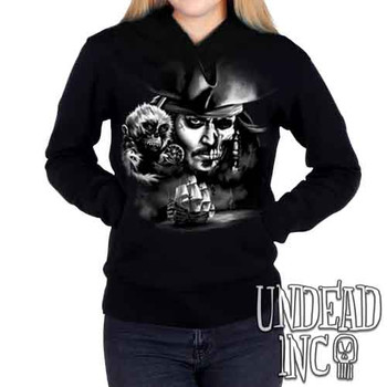 Undead Jack Sparrow Black & Grey - Ladies / Juniors Fleece Hoodie