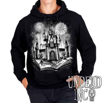 Storybook Castle Of Dreams Black & Grey - Mens / Unisex Fleece Hoodie