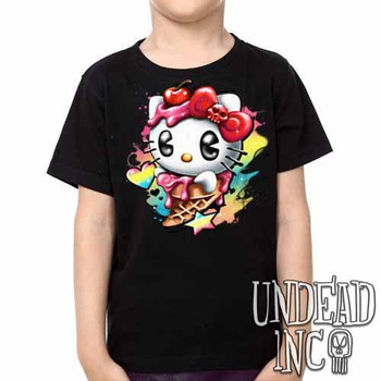 Hello Kitty Cream -  Kids Unisex Girls and Boys T shirt Clothing