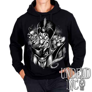 Aladdin Jafar Sorcerer Of Evil Black & Grey - Mens / Unisex Fleece Hoodie