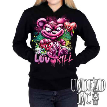 Undead Inc Scare Bear Of Bleeding Hearts - Ladies / Juniors Fleece Hoodie