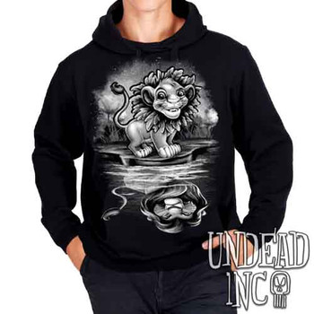 Simba Reflections Of A King Black & Grey - Mens / Unisex Fleece Hoodie