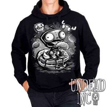 Invader Zim Gir Waffles Black & Grey - Mens / Unisex Fleece Hoodie