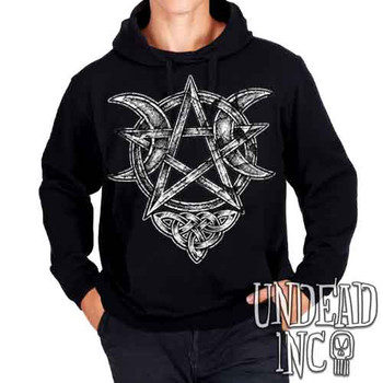 Crescent Moon Pentagram - Mens / Unisex Fleece Hoodie