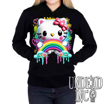 Kitty Rainbow - Ladies / Juniors Fleece Hoodie