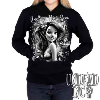 Under The Sea Black & Grey - Ladies / Juniors Fleece Hoodie