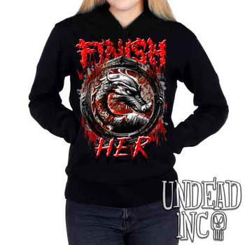 Mortal Kombat Finish Her Black & Grey - Ladies / Juniors Fleece Hoodie