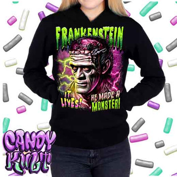 Frankenstein Fright Candy  - Ladies / Juniors Fleece Hoodie