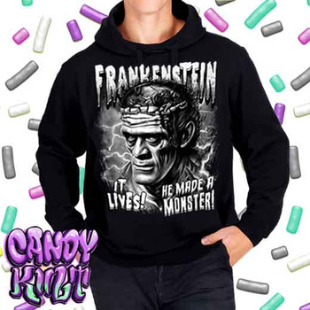 Frankenstein Fright Candy Black & Grey - Mens / Unisex Fleece Hoodie