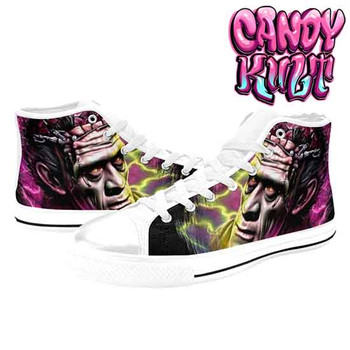 Frankenstein Fright Candy White Women's Classic High Top Canvas Shoes