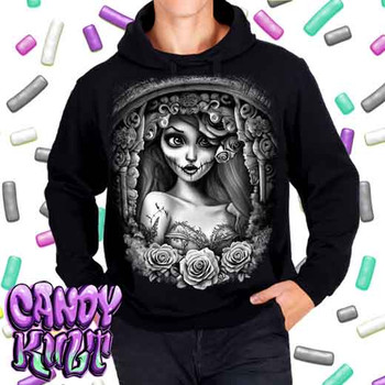 Corpse Bride Waiting For You Fright Candy Black & Grey - Mens / Unisex Fleece Hoodie