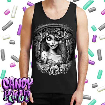 Corpse Bride Waiting For You Fright Candy Black & Grey - Mens Tank Singlet