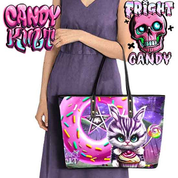 Bunny Donut Pentagram Fright Candy Large Tote Bag