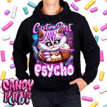 Cute But Psycho Cheshire Cat Candy Kult - Mens / Unisex Fleece Hoodie