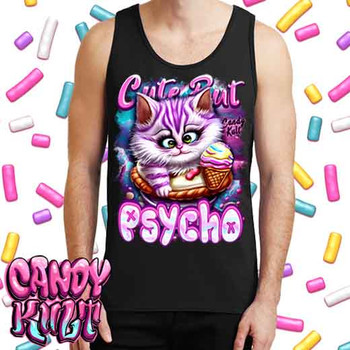 Cute But Psycho Cheshire Cat Candy Kult - Mens Tank Singlet