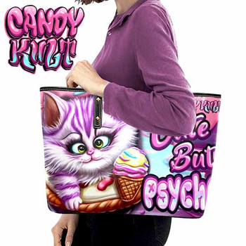 Cute But Psycho Cheshire Cat Candy Kult Large Tote Bag