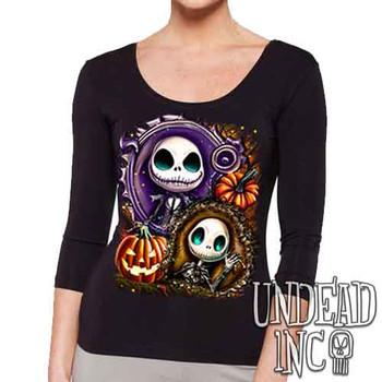 Jack Skellington Pumpkin Patch - Ladies 3/4 Long Sleeve Tee