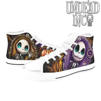 Jack Skellington Pumpkin Patch White Women's Classic High Top Canvas Shoes