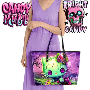 Zombie Kitty Fright Candy Large Tote Bag