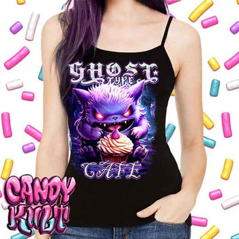Ghost Type Cafe Cupcake Candy Toons - Petite Slim Fit Tank