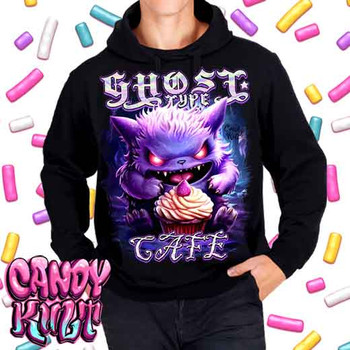Ghost Type Cafe Cupcake Candy Toons - Mens / Unisex Fleece Hoodie