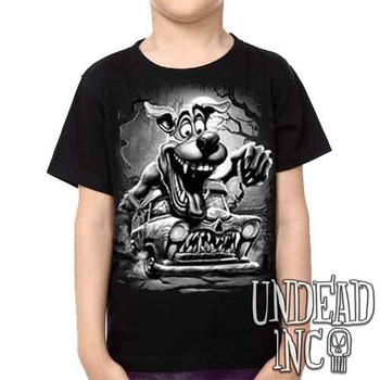 Mystery Machine Monster  Black & Grey Kids Unisex Girls and Boys T shirt