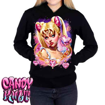 Sailor Scout Retro Candy - Ladies / Juniors Fleece Hoodie