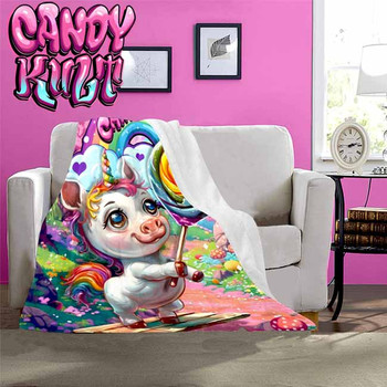 Rainbow Lollipop Unicorn Candy Kult Micro Fleece Blanket