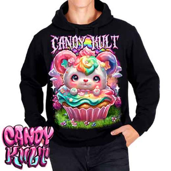 Hardcore Rainbow Bear Retro Candy - Mens / Unisex Fleece Hoodie