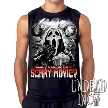 What's your favourite scary movie? Black & Grey - Mens Sleeveless Shirt