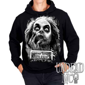 Beetlejuice Say It 3 Times Black & Grey - Mens / Unisex Fleece Hoodie