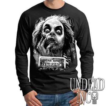 Beetlejuice Say It 3 Times Black & Grey - Mens Long Sleeve Tee