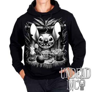 Stitch Tiki Bar Black & Grey - Mens / Unisex Fleece Hoodie