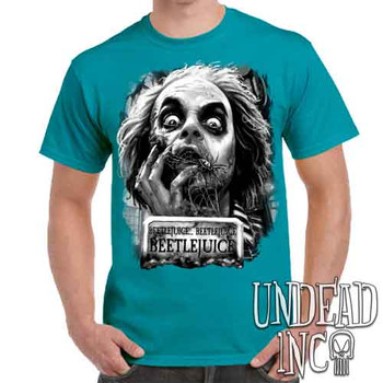 Beetlejuice Say It 3 Times Black & Grey - Men's Teal T-Shirt