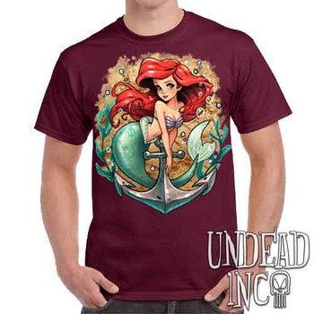 Ariel Anchor Tattoo Art - Men's  Maroon T-Shirt