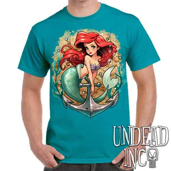 Ariel Anchor Tattoo Art - Men's Teal T-Shirt