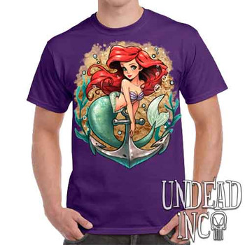 Ariel Anchor Tattoo Art - Men's Purple T-Shirt