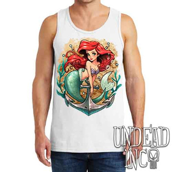 Ariel Anchor Tattoo Art - Men's WHITE Tank Singlet