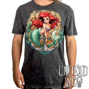 Ariel Anchor Tattoo Art - UNISEX STONE WASH T-Shirt