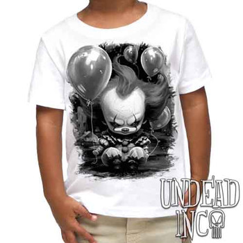 Little Pennywise Black & Grey - Kids Unisex WHITE Girls and Boys T shirt