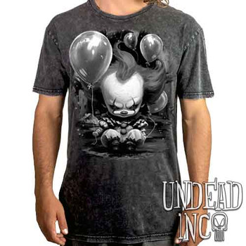 Little Pennywise Black & Grey - UNISEX STONE WASH T-Shirt