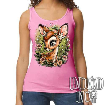 Bambi Tattoo Art - Ladies PINK Singlet Tank