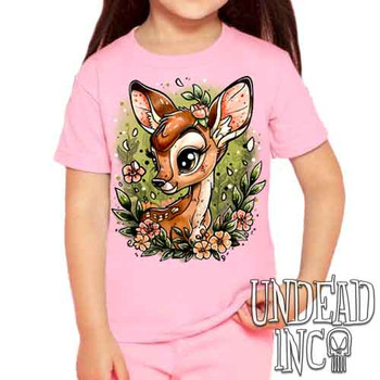 Bambi Tattoo Art - Kids Unisex PINK Girls and Boys T shirt