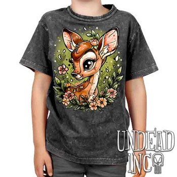 Bambi Tattoo Art - Kids Unisex STONE WASH Girls and Boys T shirt