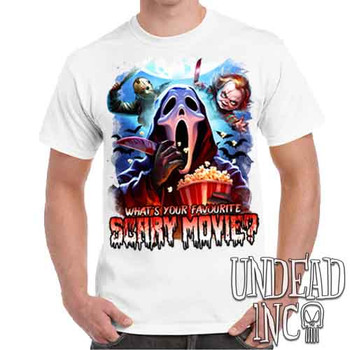 What's your favourite scary movie? - Men's White T-Shirt