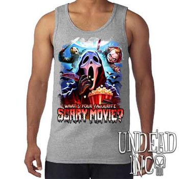 What's your favourite scary movie? - Men's GREY Tank Singlet